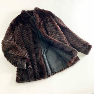 51d24 【本毛皮】ダークミンク ミンクコート 毛皮コート 13号 ダークブラウン ミンクファー MINK FUR レディース ジャケット(毛皮/ファーコート)