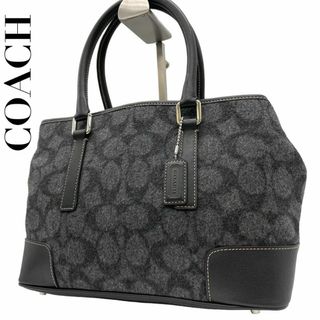 コーチ(COACH)のCOACH コーチ　s84 ウール　7723 ハンドバッグ　シグネチャー　黒(ハンドバッグ)