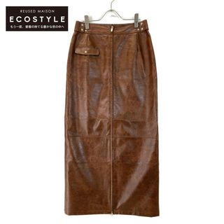 アメリ ブラウン 2WAY CRASH FAKE LEATHER SKIRT M(その他)