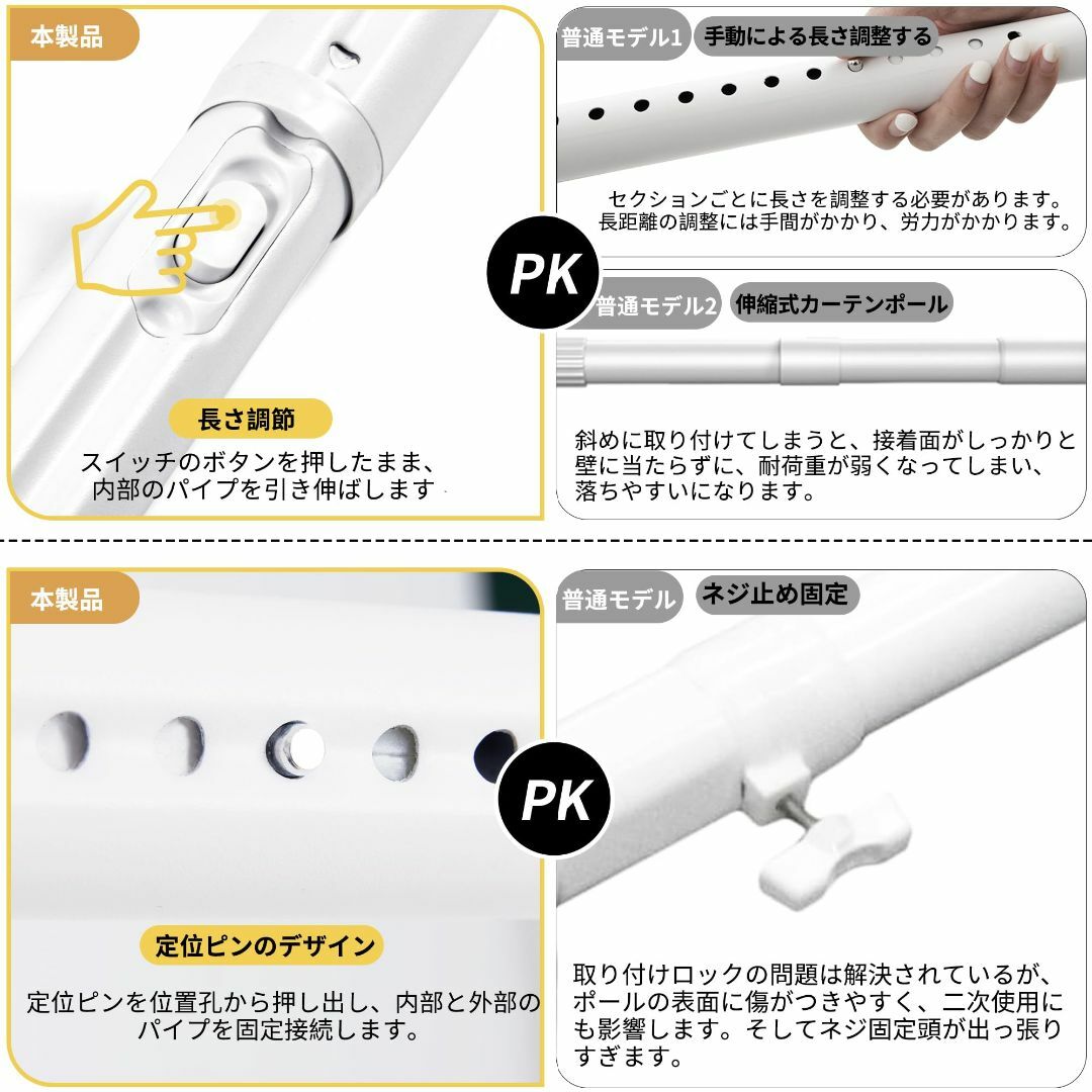 Deconovo 突っ張り棒 ツッパリ棒 つっぱり棒 突っ張り式カーテンレール  インテリア/住まい/日用品の収納家具(押し入れ収納/ハンガー)の商品写真