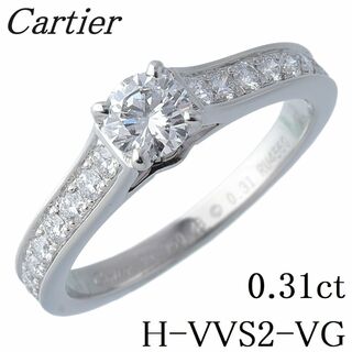 カルティエ(Cartier)のカルティエ ソリテール ダイヤ リング 0.31ct H-VVS2-VG #48 PT950 GIA鑑定書 箱 保証書(2012年) 新品仕上げ済 Cartier【16534】(リング(指輪))