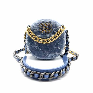 シャネル(CHANEL)のシャネル CHANEL ショルダーバッグ 斜め掛けショルダーバッグ シャネル19 レザー/スパンコール ブルー系 レディース 送料無料【中古】 z0139(ショルダーバッグ)