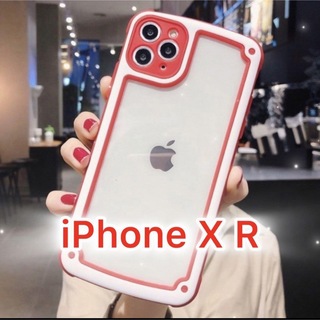 アイフォーン(iPhone)の【iPhoneXR】レッド iPhoneケース 大人気 シンプル フレーム(iPhoneケース)