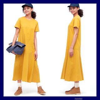 ユニクロ(UNIQLO)のJWアンダーソン&ユニクロ　♥︎コットンフレイドヘムロングワンピース【新品】(ロングワンピース/マキシワンピース)