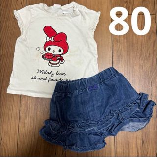 エイチアンドエム(H&M)のマイメロトップス　80サイズ　フリルズボン(Ｔシャツ)