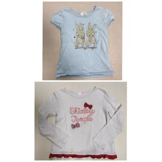 シャーリーテンプル(Shirley Temple)のシャーリーテンプル130うさぎ半袖Tシャツ水色&ドットリボン長袖カットソー赤(Tシャツ/カットソー)