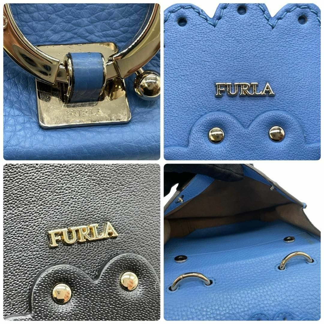 Furla(フルラ)の希少　極美品　FURLA フルラ　スクープ　ショルダーバッグ　ブルー　s84 レディースのバッグ(ショルダーバッグ)の商品写真