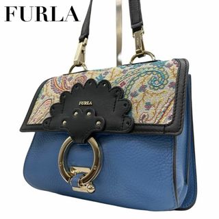 フルラ(Furla)の希少　極美品　FURLA フルラ　スクープ　ショルダーバッグ　ブルー　s84(ショルダーバッグ)