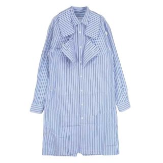 COMME des GARCONS - COMME des GARCONS コムデギャルソン SHIRT シャツ 20SS S28075 Striped Trench Shirt 二枚襟 ストライプ ロング トレンチ シャツ ブルー系 XS【美品】【中古】