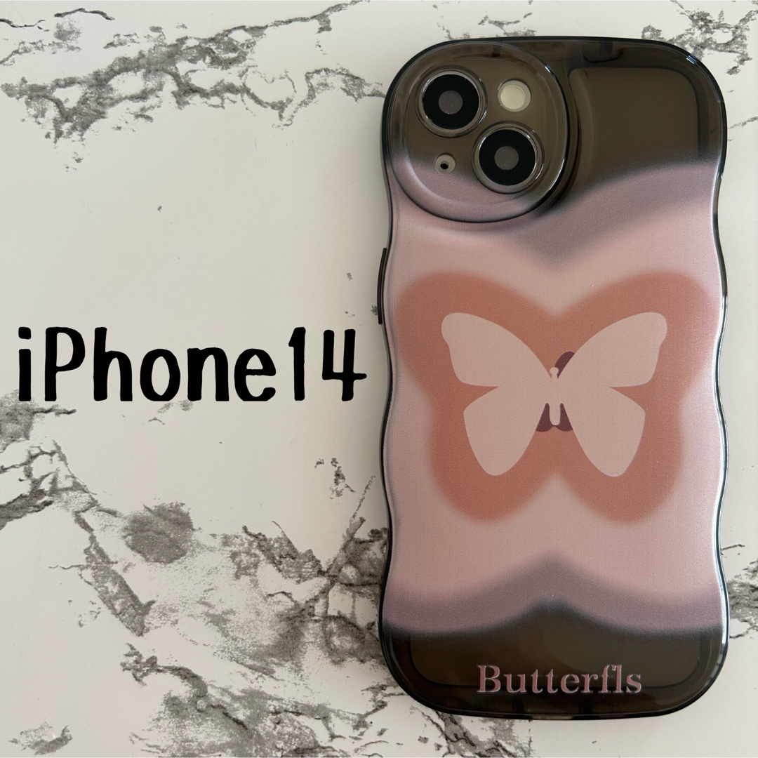 Butterflyブラック　iPhone14 ケースカバー スマホ/家電/カメラのスマホアクセサリー(iPhoneケース)の商品写真