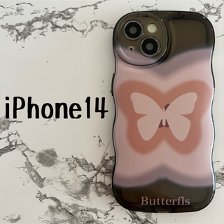 Butterflyブラック　iPhone14 ケースカバー(iPhoneケース)