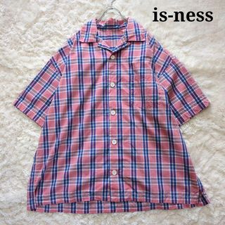 美品⭐︎is-ness　イズネス　オープンカラーシャツ　チェック　ピンク　M