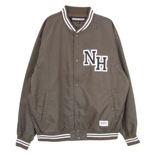 NEIGHBORHOOD - NEIGHBORHOOD ネイバーフッド 24SS 241TSNH－JKM04 BASEBALL JACKET ベースボール ジャケット ナイロン スタジャン NHワッペン刺繍 ブラウン系 L【中古】