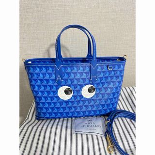 アニヤハインドマーチ(ANYA HINDMARCH)の美品　アニヤハインドマーチ　青系　ミニ　トートバッグ　ショルダー　2way(ショルダーバッグ)