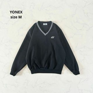 ヨネックス(YONEX)の【美品】Mサイズ YONEX ヨネックス Vネック 長袖カットソー 黒ブラック(バドミントン)