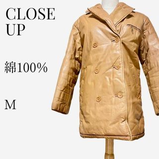 クローズアップ(CLOSE-UP)の【大人気◎】CLOSE UP ダブルブレストコットンレザーコート M ブラウン(ライダースジャケット)