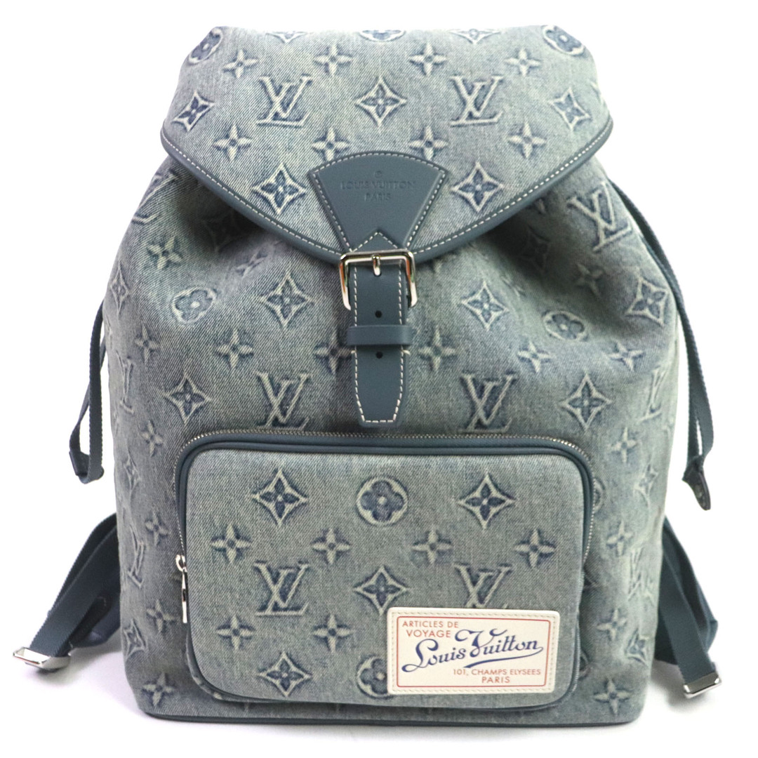 LOUIS VUITTON(ルイヴィトン)の極美品▼LOUIS VUITTON ルイヴィトン M22534 モンスリバックパック モノグラムデニム ウォッシュデニム リュック・デイパック ライトブルー 箱・保存袋付き イタリア製 メンズ メンズのバッグ(バッグパック/リュック)の商品写真