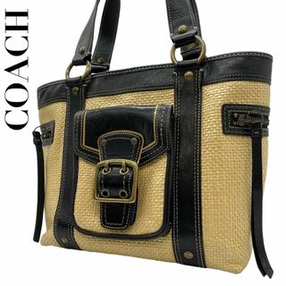 コーチ(COACH)のCOACH コーチ　s84 ストロー　肩掛け　113 ハンドバッグ　ベージュ(ハンドバッグ)