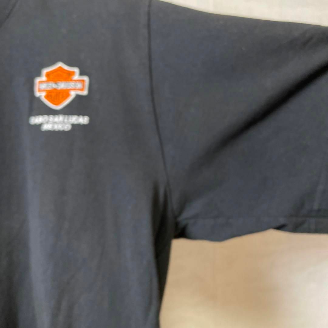 ハーレーＴシャツ　バーアンドシールド　刺繍ロゴ　サイズＬ　黒ブラックメンズ古着 メンズのトップス(Tシャツ/カットソー(半袖/袖なし))の商品写真