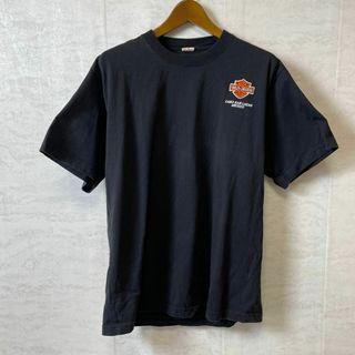 ハーレーＴシャツ　バーアンドシールド　刺繍ロゴ　サイズＬ　黒ブラックメンズ古着(Tシャツ/カットソー(半袖/袖なし))