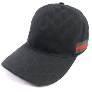 Gucci - 極美品▼GUCCI グッチ 200035 シェリーライン ウェブライン GGキャンバス ベースボールキャップ 帽子 ブラック M 箱・保存袋付き イタリア製 正規品 メンズ