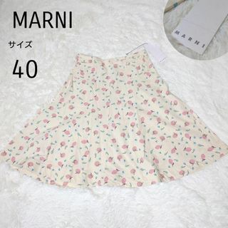 マルニ(Marni)の【未使用】MARNI　マルニ　スカート　リンゴ柄　タグ付　オフホワイト　総柄(ひざ丈スカート)