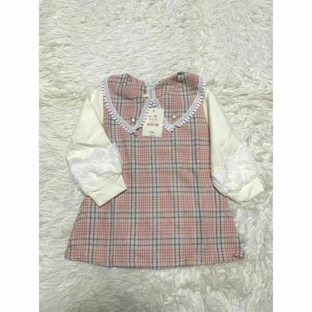 子供服　女の子　ワンピース　100 チェック柄 キッズ/ベビー/マタニティのキッズ服女の子用(90cm~)(ワンピース)の商品写真