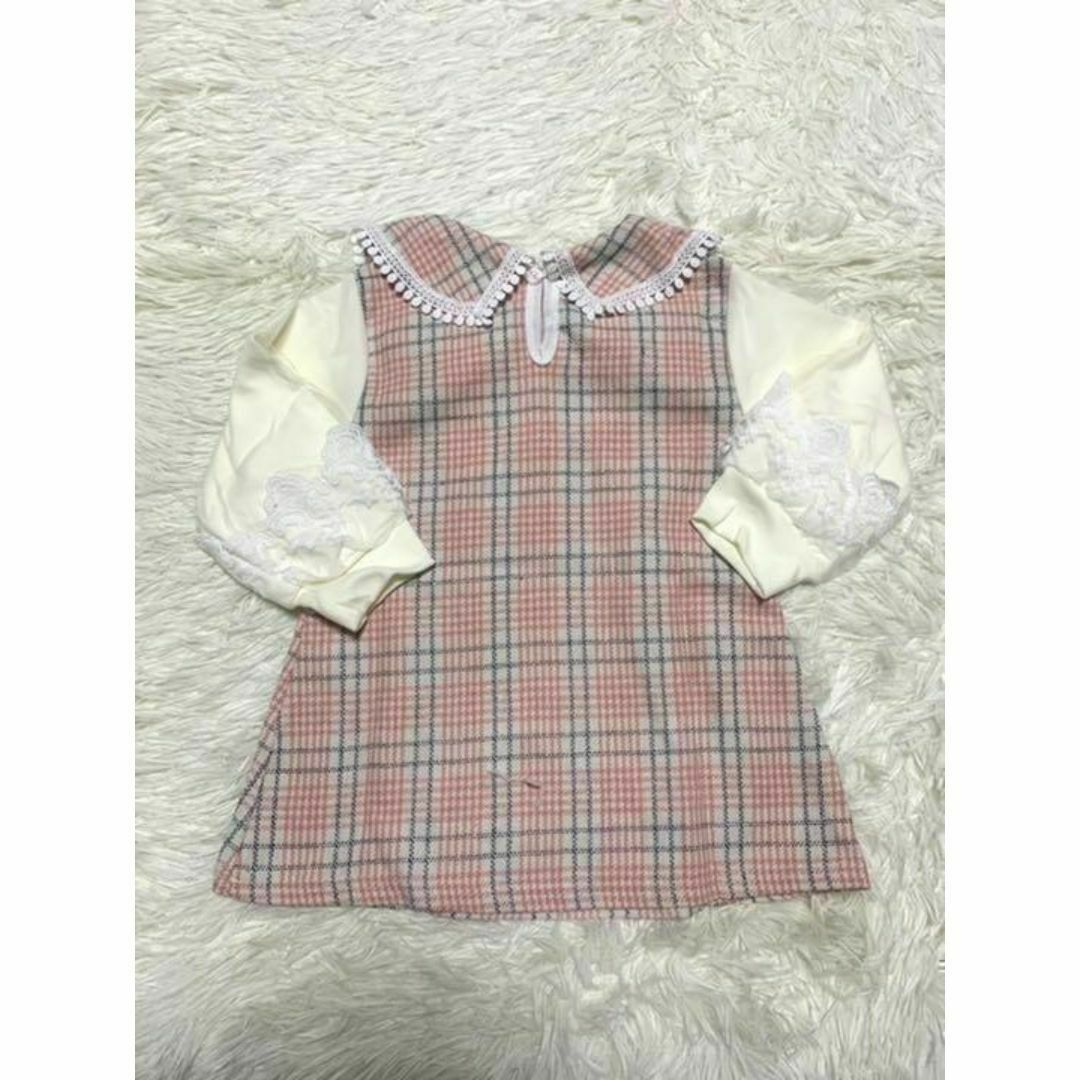 子供服　女の子　ワンピース　100 チェック柄 キッズ/ベビー/マタニティのキッズ服女の子用(90cm~)(ワンピース)の商品写真