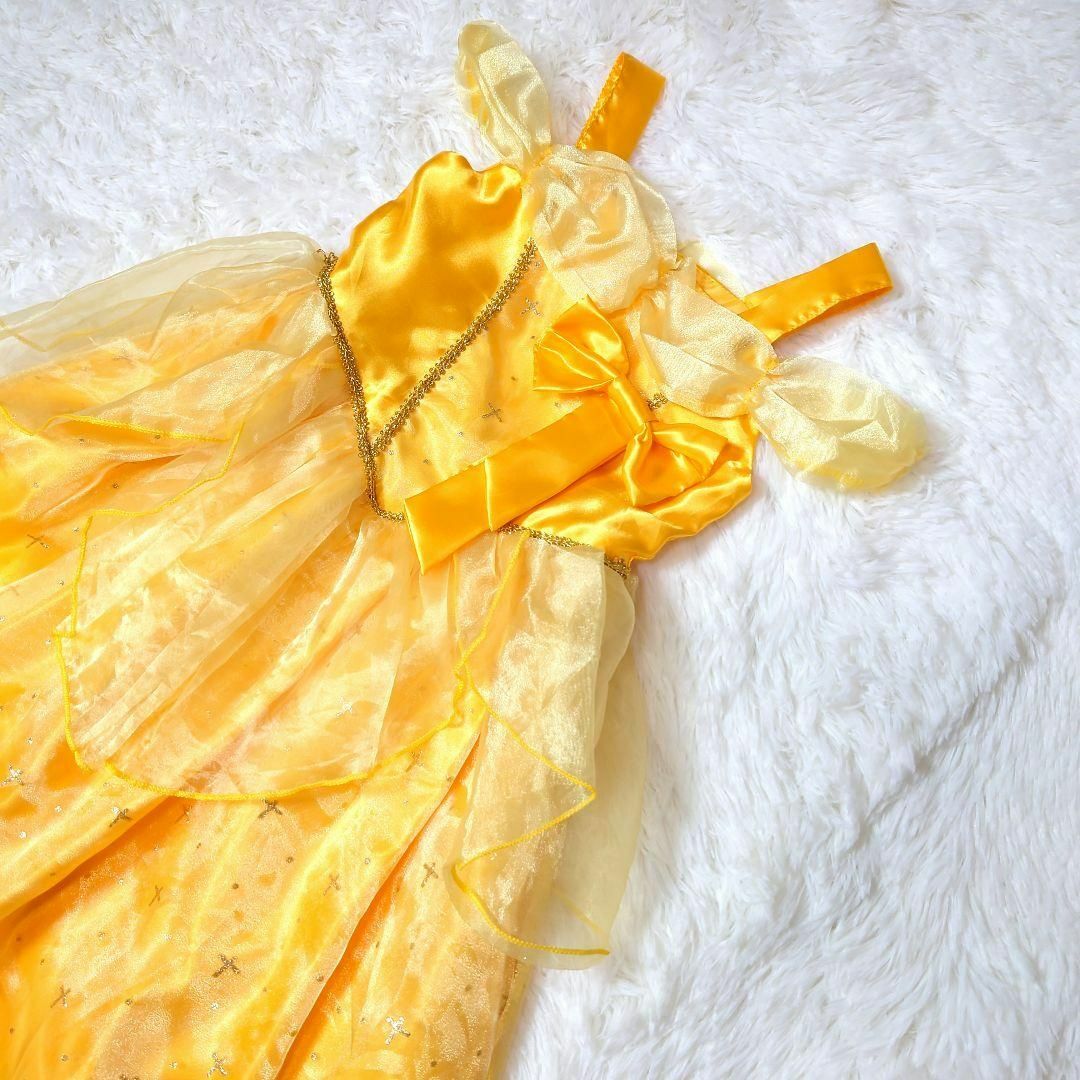 ディズニープリンセス風　黄色　バラ　チュール　ドレス　子供用　110cm キッズ/ベビー/マタニティのキッズ服女の子用(90cm~)(ドレス/フォーマル)の商品写真