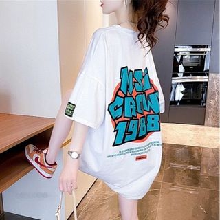 【人気商品★】　Ｔシャツ　レディース　オーバーサイズ　ストリート　ホワイト　ＸＬ(Tシャツ(半袖/袖なし))