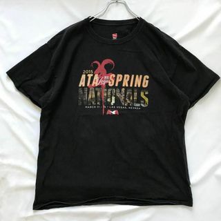 ヘインズ(Hanes)のhanes ブラックプリントTシャツ XL(Tシャツ/カットソー(半袖/袖なし))