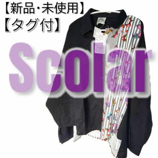 scolar スカラー　133604：蝶柄ストライプ プリント切替シャツ(シャツ/ブラウス(長袖/七分))