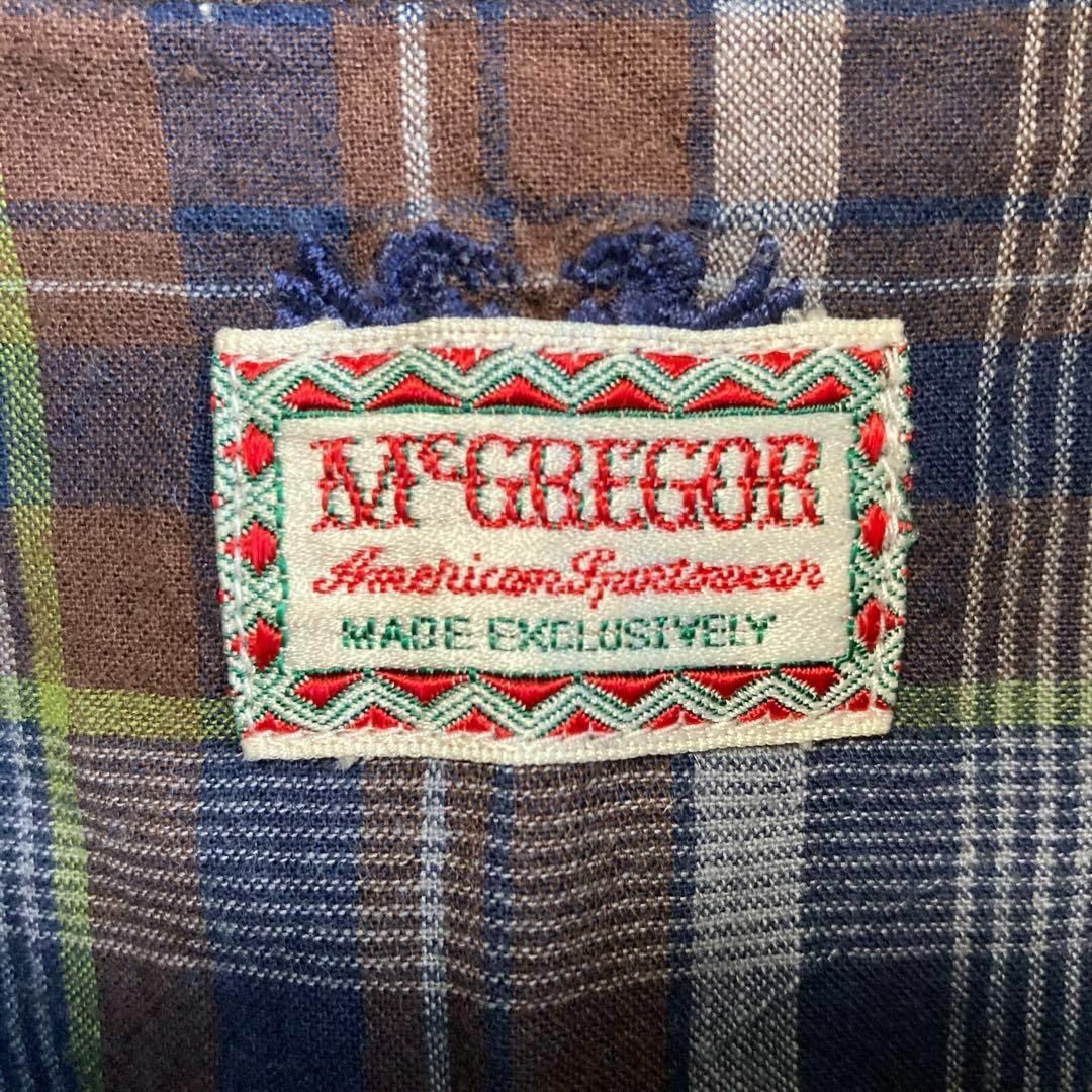 McGREGOR(マックレガー)のVintage McGREGOR マックレガー シャツ 刺繍 チェック 半袖 L メンズのトップス(Tシャツ/カットソー(半袖/袖なし))の商品写真