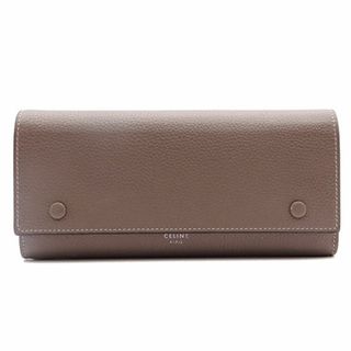 セリーヌ(celine)のセリーヌ CELINE 財布 レディース ブランド
 長財布  レザー ラージフラップ　マルチファンクション グレージュ イエロー 【中古】(財布)