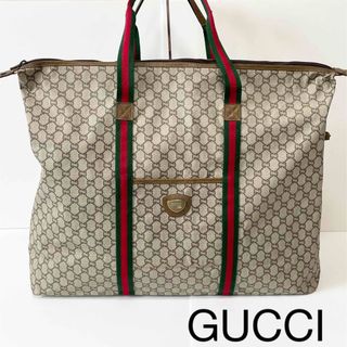 【美品】GUCCI グッチ　ボストンバッグ　トートバッグ　GGスプリーム×レザー