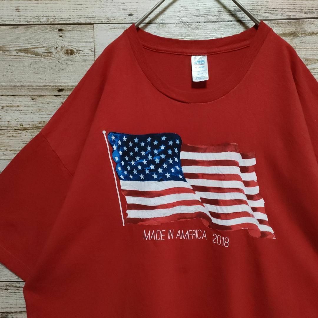 【605】USA製　星条旗　アメリカ国旗　プリント　半袖Tシャツ　古着 メンズのトップス(Tシャツ/カットソー(半袖/袖なし))の商品写真