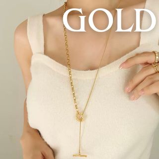 人気 ロング GOLD ゴールド マンテルネックレス　3way アクセサリー(ネックレス)