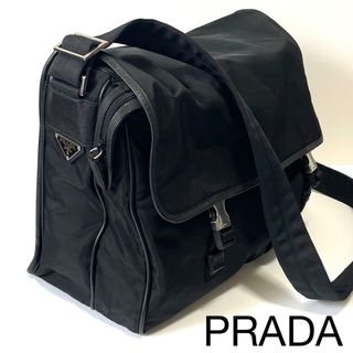 プラダ(PRADA)の【美品〜良品】プラダ　ショルダーバッグ　ナイロン×サフィアーノレザー　大容量　黒(ショルダーバッグ)