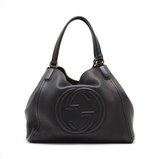 グッチ(Gucci)のグッチ  レザー  ブラック レディース トートバッグ(トートバッグ)