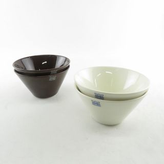 アラビア(ARABIA)の美品 ARABIA アラビア ココ ボウル 4枚 セット 12cm 白 チョコレート 茶 深皿 北欧 SU6541D (食器)