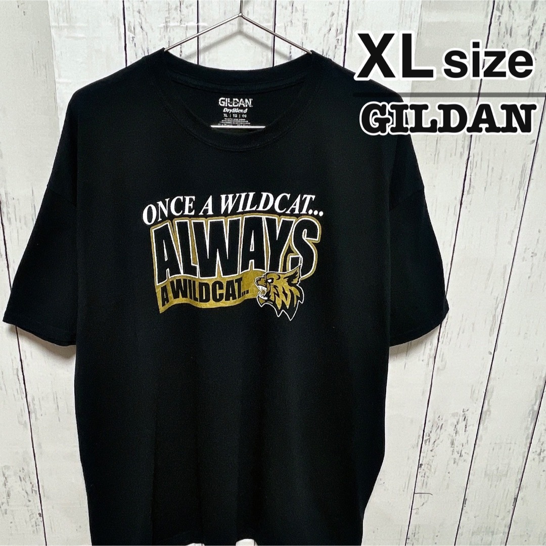 GILDAN(ギルタン)のUSA古着　GILDAN　Tシャツ　XL　ブラック　黒　ゴールド　タイガー　虎 メンズのトップス(Tシャツ/カットソー(半袖/袖なし))の商品写真