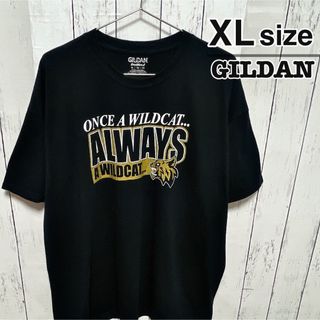 ギルタン(GILDAN)のUSA古着　GILDAN　Tシャツ　XL　ブラック　黒　ゴールド　タイガー　虎(Tシャツ/カットソー(半袖/袖なし))