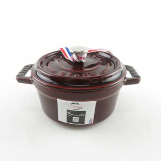 ストウブ(STAUB)の美品 STAUB ストウブ ミニココットラウンド 10 (1101087) 鍋 鋳物 ホーロー グレナディンレッド SY9171A3 (鍋/フライパン)