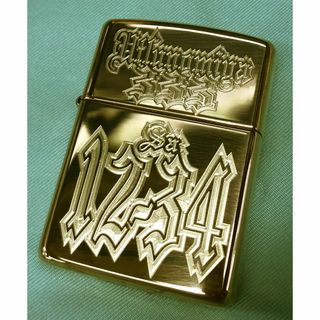 ジッポー(ZIPPO)のナンバー彫刻　車　ジッポアーマーボディ　砲金ジッポー　ギャング文字　(タバコグッズ)