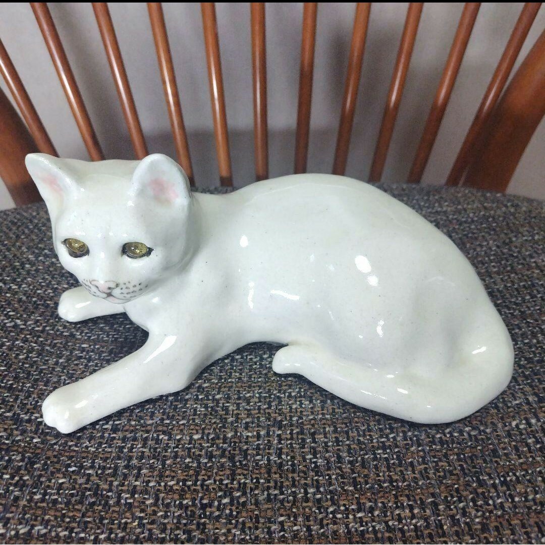 ✴️ウィンスタンレイキャット(ケンジントンキャット)ヴィンテージ白猫、サイズ4 インテリア/住まい/日用品のインテリア小物(置物)の商品写真