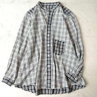 ネストローブ(nest Robe)のネストローブ リネン混 チェック バンドカラー ロング ワイド トップス 羽織り(シャツ/ブラウス(長袖/七分))