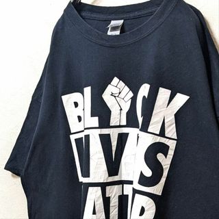 ギルダン ブラック ライブス MATTER Tシャツ ブラック黒 2XL古着(Tシャツ/カットソー(半袖/袖なし))