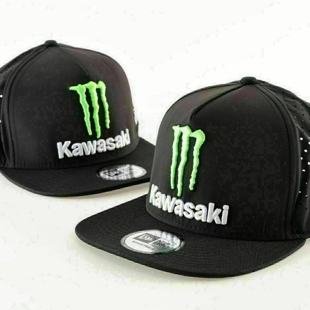 Kawasaki　MONSTER メッシュ　フラットピーク　CAP　黒 自動車/バイクのバイク(その他)の商品写真