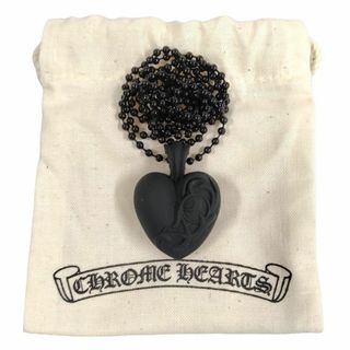 クロムハーツ(Chrome Hearts)のCHROME HEARTS クロムハーツ PENDANT HEART LRG SLCN ハート シリコン ボールチェーン ネックレス ブラック 正規品 / 33976(ネックレス)