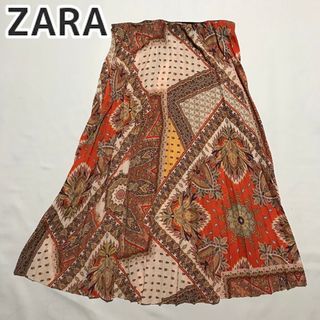 ザラ(ZARA)のZARA ザラ スカーフ柄 プリーツスカート ロングスカート y2k(ロングスカート)